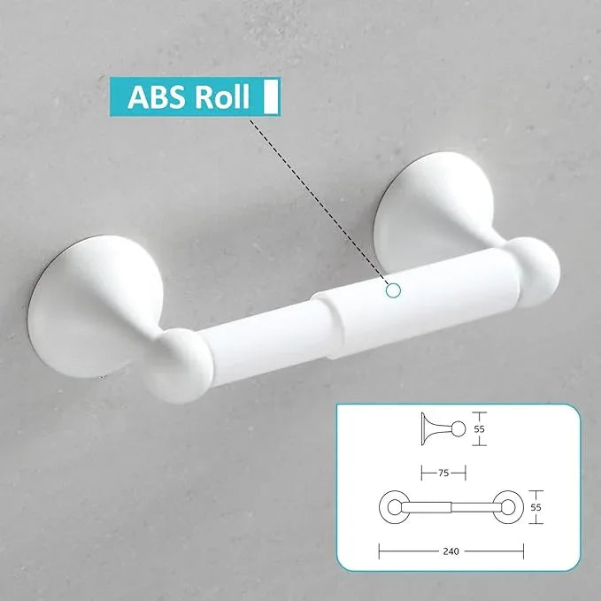 BGL Bathroom Accessories Set, White Paint Expandable Towel Bar 4-Piece Bathroom Accessory Set Wall Mounted Towel Ring Robe Hook Toilet Paper Holder Towel Holder - ModernBath