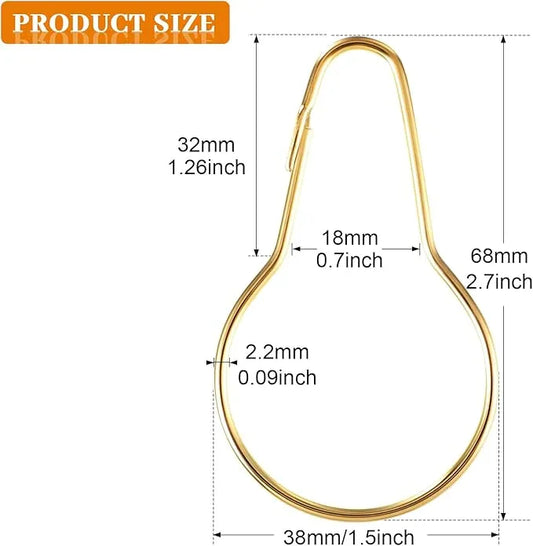 Queekay 100 Pieces Metal Shower Curtain Hooks Hanging Clips Metal Practical Shower Curtain Rings Hangers for Bathroom Bedroom Kitchen Home Applications(Gold,2.7x1.5'') - ModernBath
