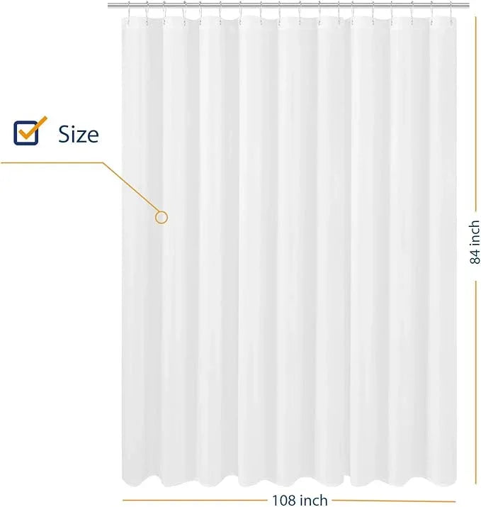 N&Y HOME Extra Wide Extra Long Fabric Shower Curtain Liner 108 x 84 inch, Hotel Quality, Washable, White Spa Bathroom Curtains with Grommets, 108x84 - ModernBath