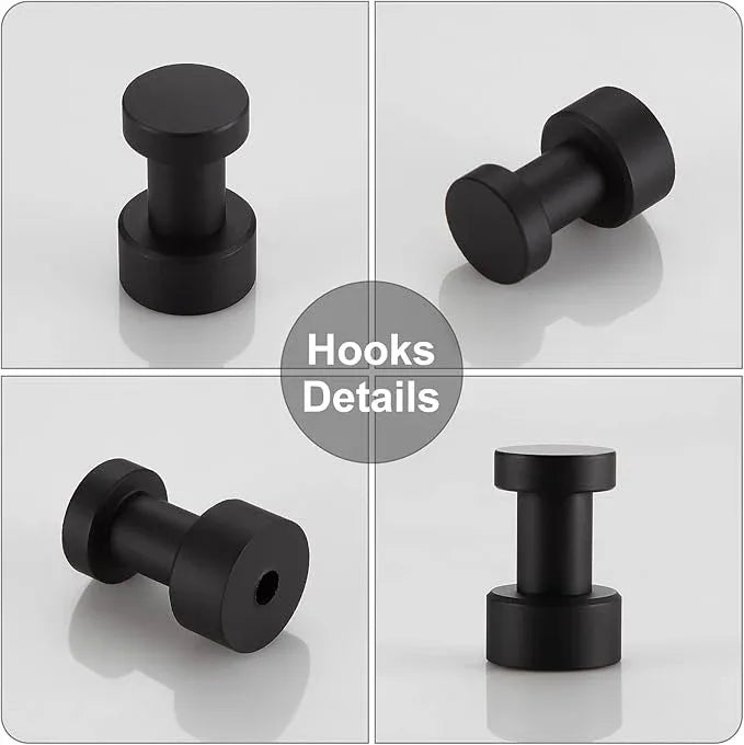 BVL Black Robe Hook Brass Small Towel Hook for Bathoom with Glue - ModernBath