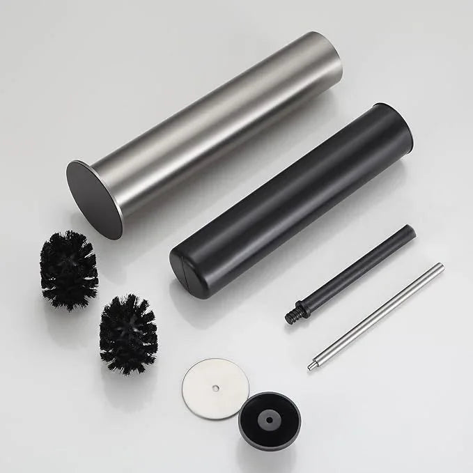 BGL Toilet Brush and Holder Set, Heavy Duty 304 Stainless Steel, Round Base and Long Handle for Bathroom Deep Cleaning, Drip-Proof, Space Saving for Storag, Stainless Steel - ModernBath