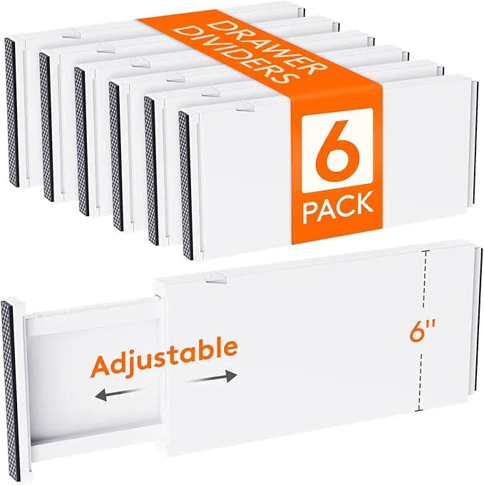 Lifewit 6 Pack Drawer Dividers Plastic 6" High, 13.5-22" Adjustable Drawer Organizers for Clothes, Expandable Dresser Separators in Bedroom/Bathroom/Kitchen/Office Organization and Storage, PLS6 - ModernBath