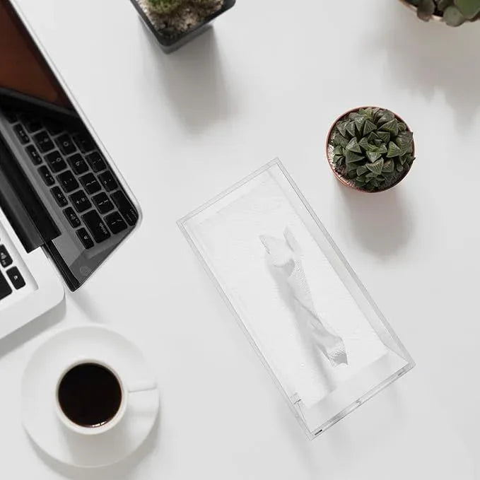 HIIMIEI Acrylic Tissue Box Cover, Rectangle Tissue Holder with Bottom Magnet, Modern Napkin Dispenser for Home Office Restaurant Clear - ModernBath