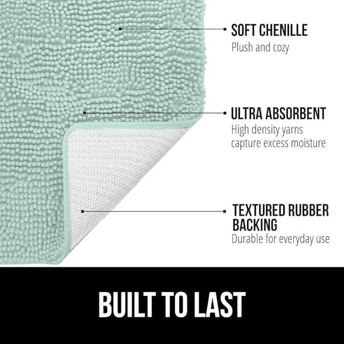 GORILLA GRIP Bathroom Rug Sets, Soft Chenille 2 Piece Area Rugs Set, Toilet Base Mat and 30x20 Carpet, Absorbent Microfiber Washable Mats Dry Quickly, Home Décor and Bath Room Accessories, Seablue - ModernBath