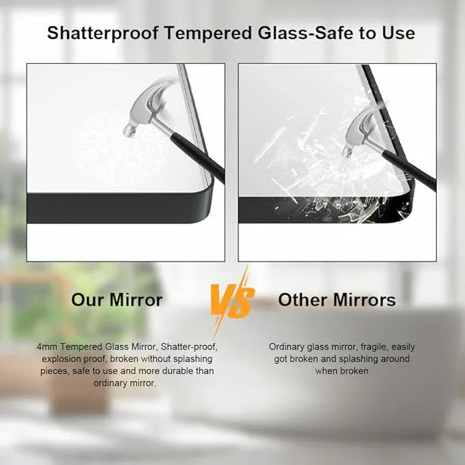 miroro Black 51x30 Inch Metal Framed Mirror for Wall, Large Rounded Rectangle Mirror, Anti-Rust, Tempered Glass, Hangs Horizontally or Vertically - ModernBath