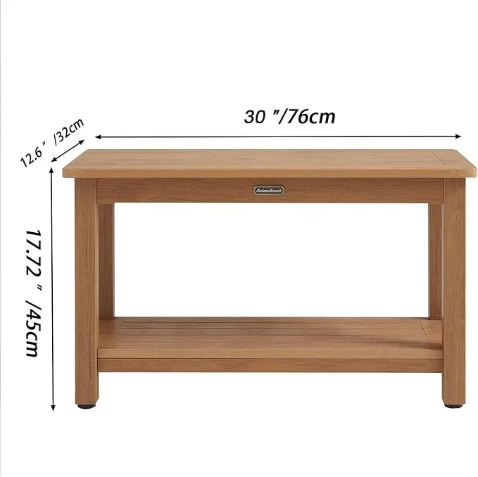 30'' Large Shower Bench Seat, Poly Lumber Bath Stool for Inside Shower Waterproof, HDPS Bathroom Chair for Shaving Legs with Adjustable Feet, Non-Slip & No Maintenance, Brown (30 x 13 Inches) - ModernBath