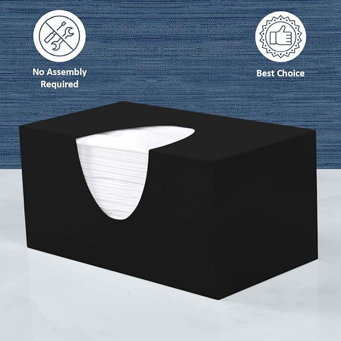 Rectangle Tissue Box Cover | Fits Top Side Opening Tissue Boxes | Black Tissue Box Holder for Bathroom | Premium Acrylic Tissue Cover - ModernBath