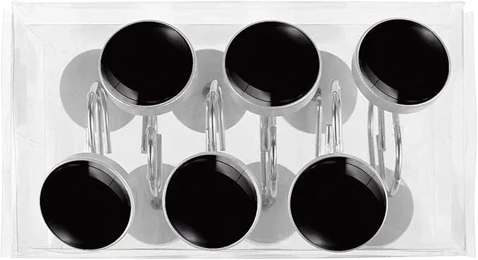 Black Shower Curtain Hooks Set of 12 Rustproof Metal Decorative Shower Hooks for Curtains Rods Shower Curtain Rings for Bathroom Living Room Bedroom - ModernBath