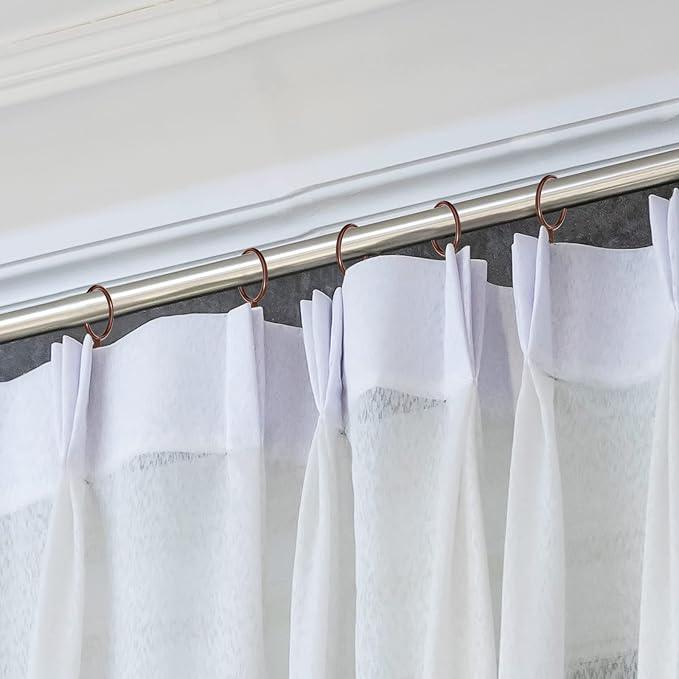 Qunclay 100 Set 1.26 Inch Metal Curtain Rings with Eyelets Curtain Hooks for Drapes and Metal Drapery Pin Drapery Hooks for Window Door Shower Bathroom Rings (Brown) - ModernBath
