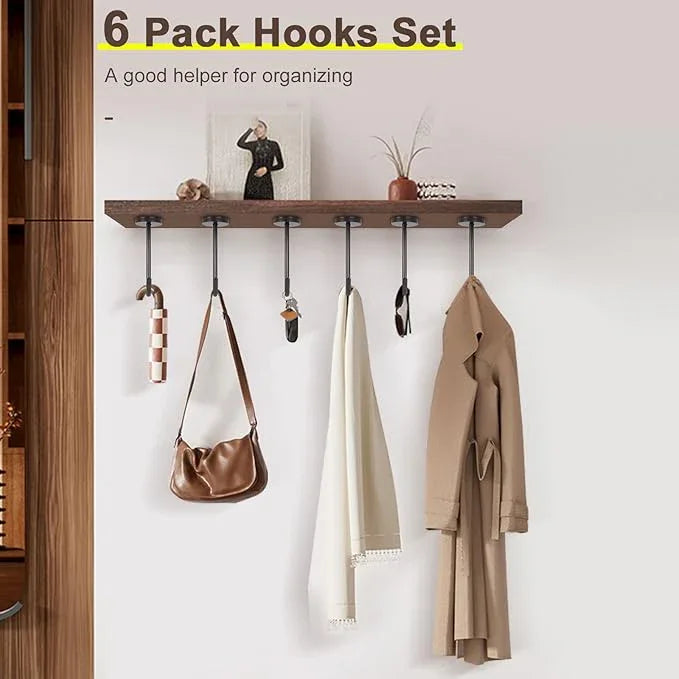 NearMoon Coat Hooks, Wall Mount Hooks for Hanging Hat Hurse Robe, 304 Stainless Steel Heavy Duty Towel Hangers for Bathroom Livingroom Kitchen-Ceiling Hook, 6 Pack (4 Inch, Matte Black) - ModernBath