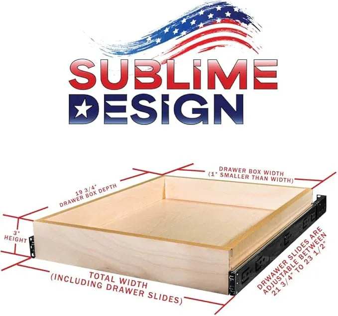 Sublime Design - Standard Size - Pull Out Kitchen Drawers | Slide Out Shelves for Kitchen Cabinets | Pull Out Home Organizer (Bottom Mounting, 14 Inch W/Drawer Slides (13” Drawer Box)) - ModernBath