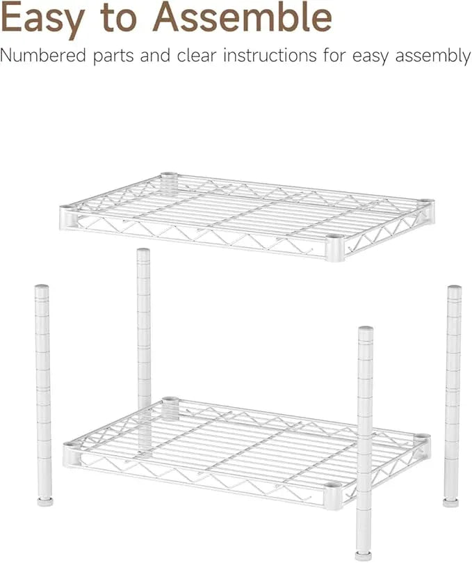 Small 2 Tier Shelves Storage Wire Shelving Unit Metal Shelf Adjustable Organizers Storage Shelving for Bathroom Laundry Room Kitchen Pantry12”D x 18”W x 12.2”H White - ModernBath