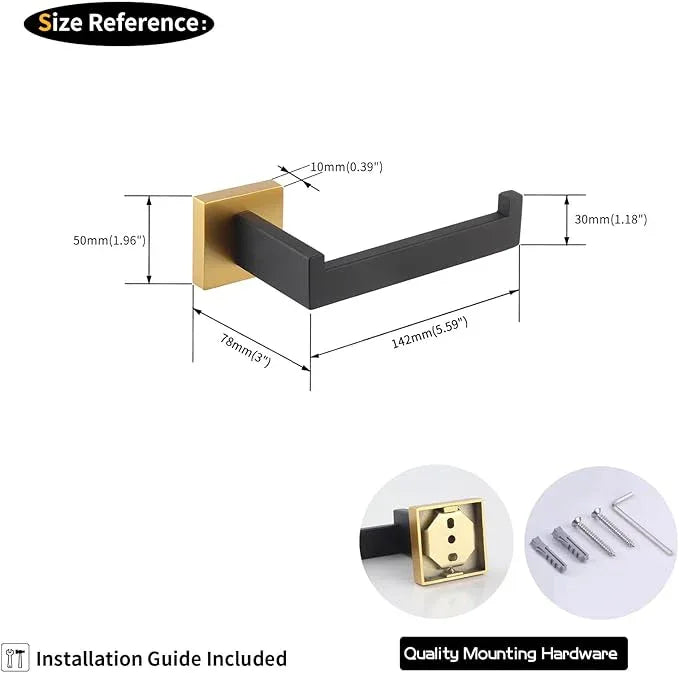 GERZWY Bathroom Toilet Paper Holder Stainless Steel Tissue Paper Roll Holder Wall Mount (Black & Gold) FG1605-BD - ModernBath