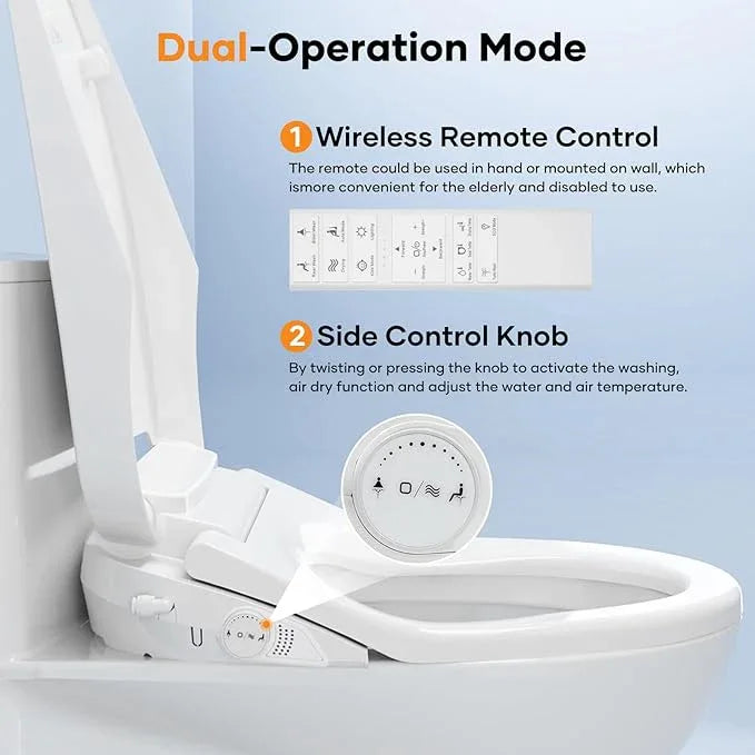 MIJIC Toilet Bidet Seat, Elongated Toilet Seat Slow Close, Electric Heated Toilet Seat With Instant Warm Water & Dryer, Feminine & Front Rear Wash & Self-Clean Nozzle, Night Light, Air Deodorizer - ModernBath