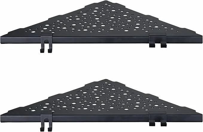 Corner Shower Shelf with 4 Hooks,10 Inch 304 Stainless Steel Recessed Bathroom Shelves,No-Drilling Installation for Tiled Wall,Matte Black, 2-Pack - ModernBath