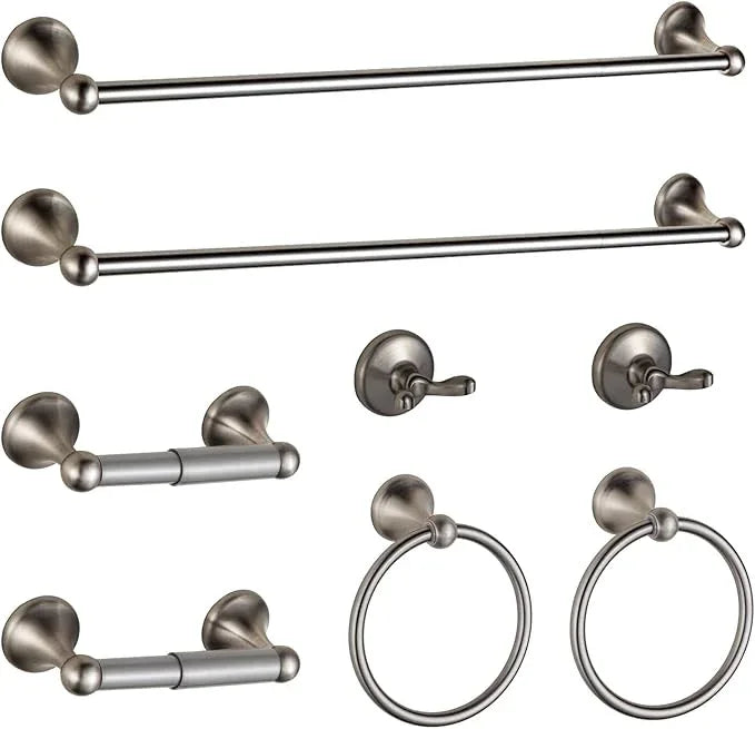 BGL Bathroom Hardware Set Brushed Nickel Adjustable Expandable Bath Towel Bars Bathroom Accessory Set Towel Racks 8-Pieces Wall Mount - ModernBath