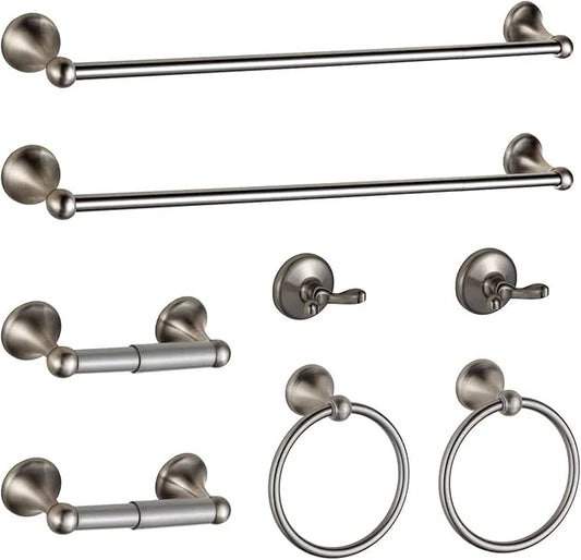 BGL Bathroom Hardware Set Brushed Nickel Adjustable Expandable Bath Towel Bars Bathroom Accessory Set Towel Racks 8-Pieces Wall Mount - ModernBath