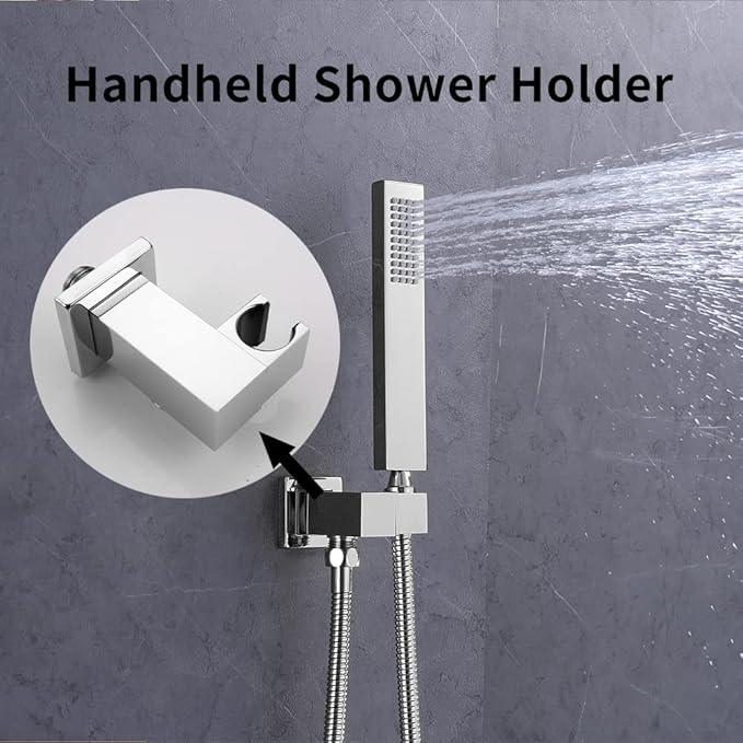 AYIVG Bathroom All Brass Wall Mount Adjustable Hand Held Shower Head Bracket Holder, Chrome Finish - ModernBath