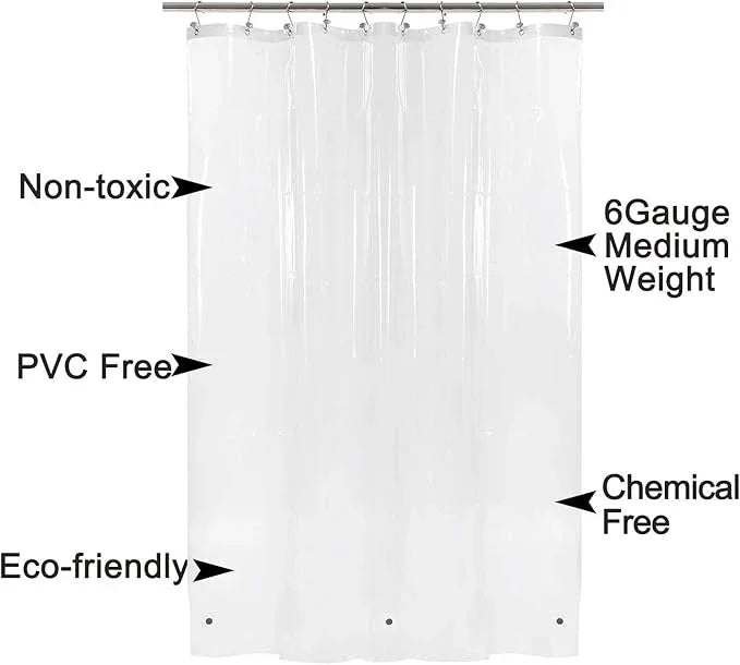 54x78 Inch Stall Shower Curtain/Liner 8G Heavy Duty Clear PEVA, 3 Bottom Magnets, Waterproof, PVC Free, Metal Grommets - ModernBath