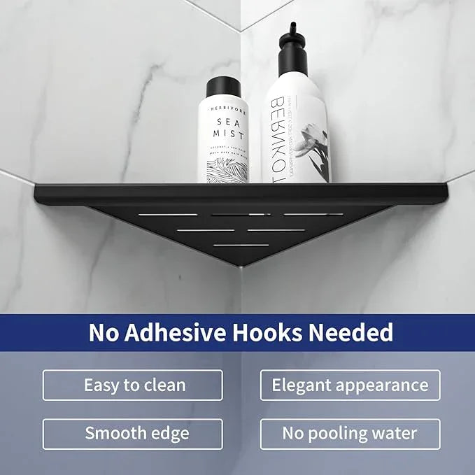 8'' Corner Shower Shelf 2PCS, 304 Stainless Steel Bathroom Shelves for Tiled Wall, Grout in Shelf Rack, No Drilling Needed (8'', Black) - ModernBath