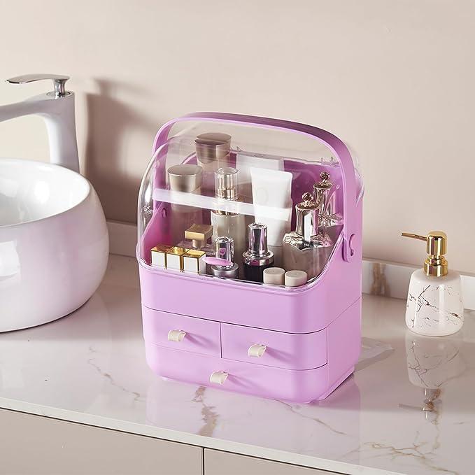 Large Makeup Organizer w Drawers Beauty Organizer Makeup Box Holder Vanity Organization Desk Countertop MakeUp Organizers Bathroom Counter Organizer Skincare Cosmetic Case Stand Dustproof Lid Gift - ModernBath