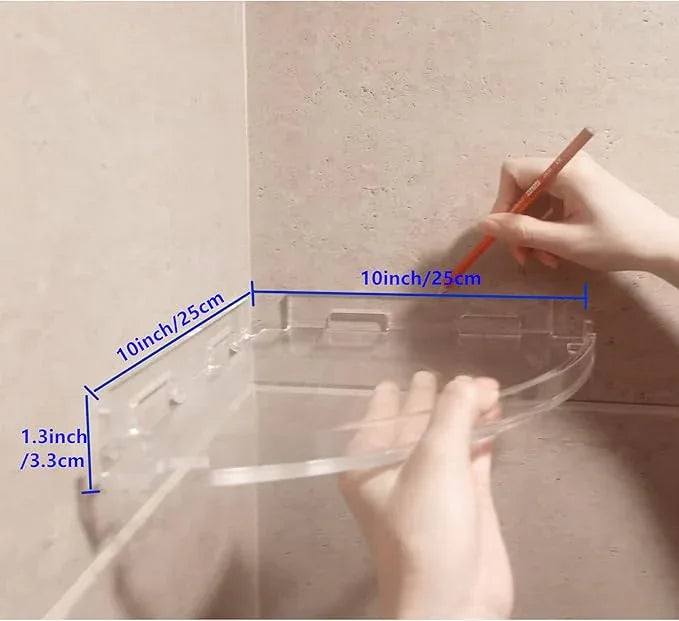 JiePai Acrylic Corner Shower Caddy Shelf with Hooks 2 Pack, Adhesive Wall Mounted Bathroom Shower Organizer for Inside Shower & Kitchen Storage, Space-Saving Design - ModernBath
