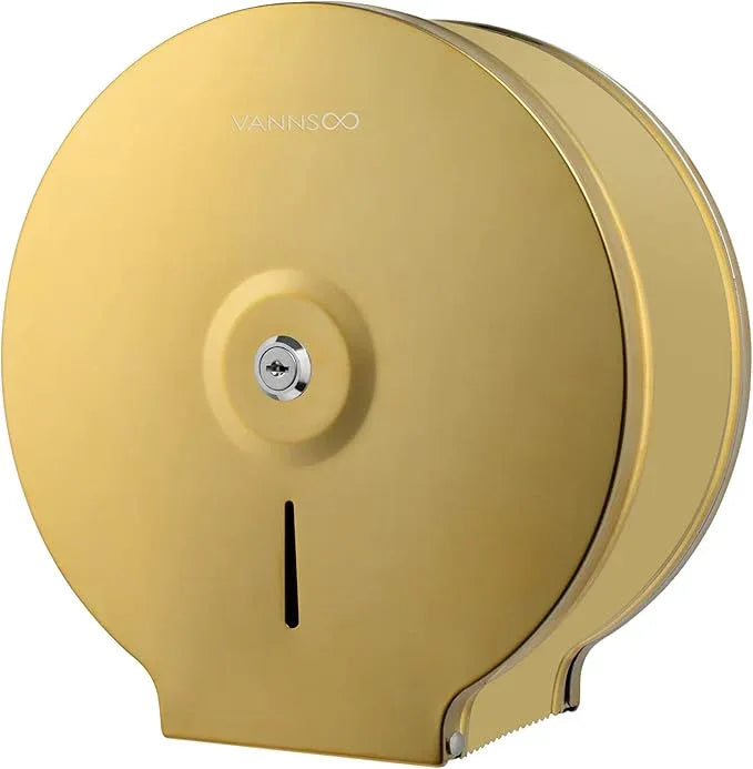 Commercial Jumbo Toilet Paper Dispenser, Wall Mount Stainless Steel 9 Inch Roll Toilet Paper Holder Bath Tissue Dispenser with Lock Key (Gold) - ModernBath