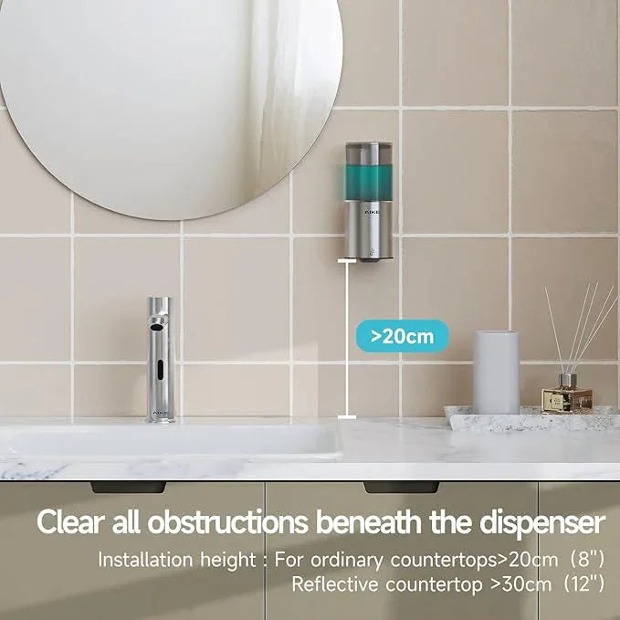 AIKE Automatic Wall Mount Liquid Soap Dispenser for Home and Commercial Bathroom 13.5oz IPX7 Waterproof,Brushed Stainless Steel - ModernBath
