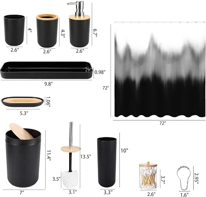 iMucci Bathroom Accessories Bathroom Sets with Shower Curtain, Bath Towel Set, Trash Can, Toilet Brush, Soap Dispenser, Bathroom Accessories Set Complete - ModernBath