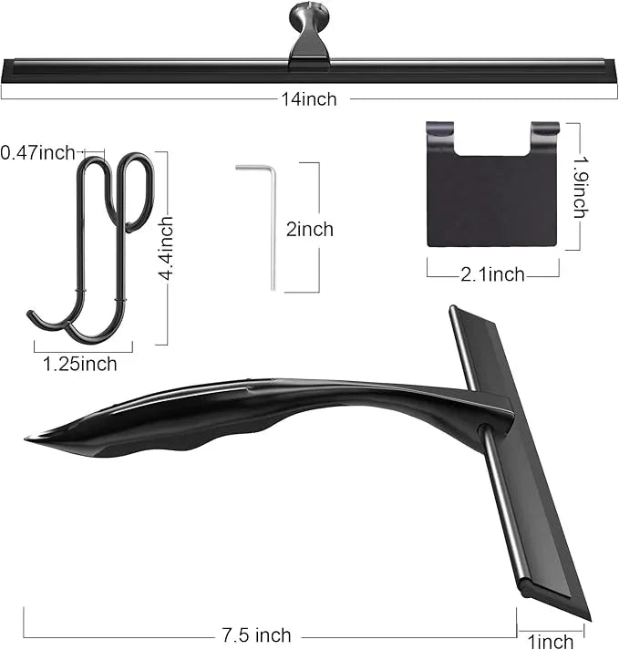 14'' Shower Squeegee, TOOVEM Squeegee for Shower Glass Door for Glass Doors, Windows, Bathroom, Car Windshield, Black - ModernBath