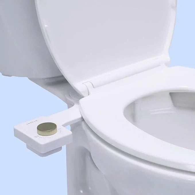 TUSHY Fresh Cool Water Bidet: Ultra Slim Toilet Seat Attachment (Non-Electric Self-Cleaning Hygienic Nozzle) Easy DIY Install <10 Min (Adjustable Water Pressure Control), Matte Brass Knob - ModernBath