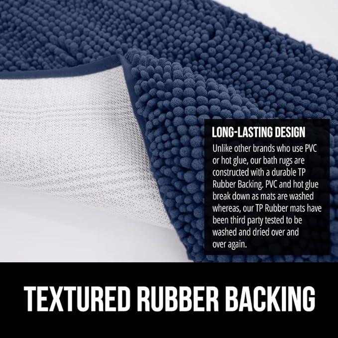 GORILLA GRIP Bathroom Rug Sets, Soft Chenille 2 Piece Area Rugs Set, Toilet Base Mat and 30x20 Carpet, Absorbent Microfiber Washable Mats Dry Quickly, Home Décor and Bath Room Accessories, Navy Blue - ModernBath
