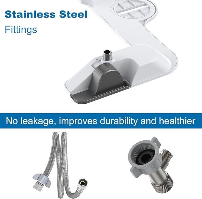 Bidet Attachment for Toilet, Non-Electric Bidet Self-Cleaning Dual Nozzle (Feminine/Rear Wash), Cold Water Bidets Sprayer for Existing Toilets Cover with Adjustable Pressure, Easy to Install, Grey - ModernBath