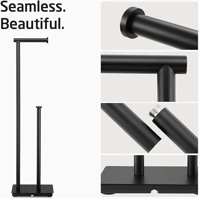 KES Freestanding Toilet Paper Holder with Reserve for Bathroom with Weighted Base, Modern Tissue Roll Holder Stand 29" H, SUS304 Stainless Steel Rustproof Matte Black, BPH286S1B-BK - ModernBath
