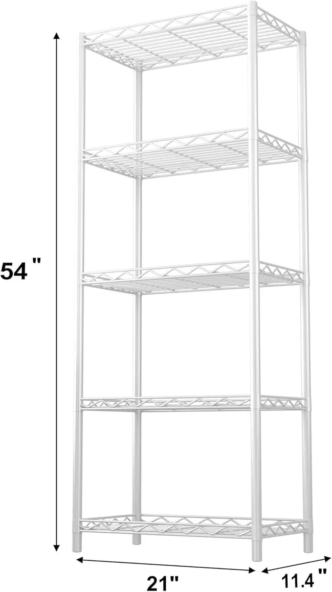 HOMEFORT 5-Tier Wire Shelving 5 Shelves Unit Metal Storage Rack Durable Organizer Perfect for Pantry Closet Kitchen Laundry Organization in White - ModernBath