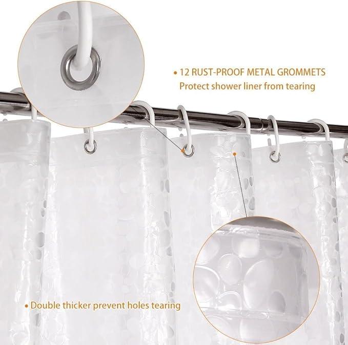 WELTRXE Extra Long Shower Curtain Liner, 72 x 84 Inch EVA Water Repellent Shower Curtain with 3 Magnets, Heavy Duty, No Smell, Chlorine Free Shower Liner for Shower Stall, Bathtubs, 12 Hooks - ModernBath