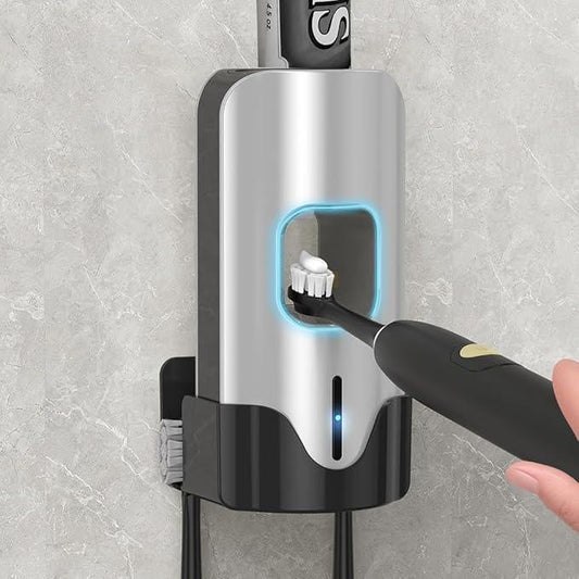 Automatic Toothpaste Dispenser Wall Mounted - Smart Touchless Toothpaste Squeezer with 3 Adjustable Levels, 2 Toothbrush Holders- for Kids and Adults, Bathroom Essentials - ModernBath