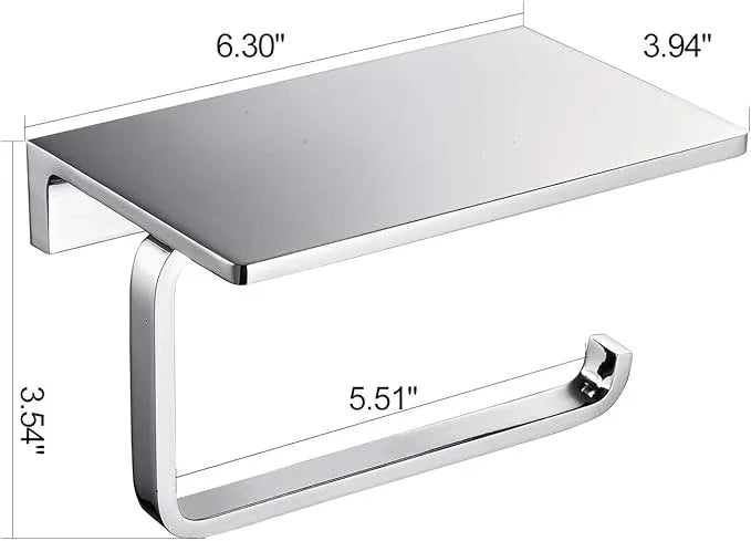 Toilet Roll Paper Holder for Bathroom Solid Brass and Superior Hotel Style Tissue Roll Holder with Cell Phone Storage Polished Chrome Finished - ModernBath