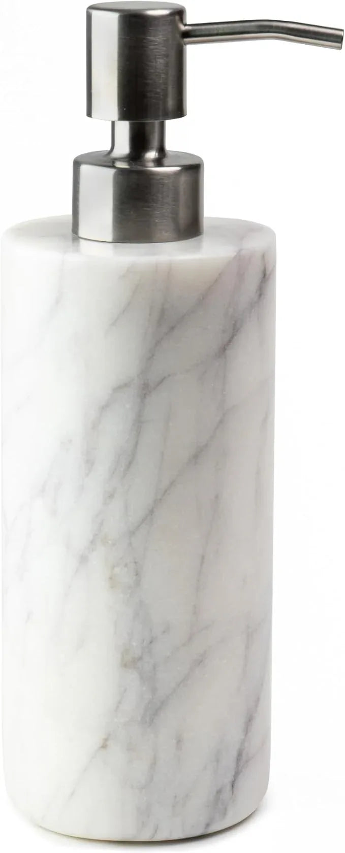 Cork & Mill Marble Soap Dispenser for Bathroom Countertop or Kitchen Sink, Real Natural White Stone with Stainless Steel Pump Top, Ideal for Lotion, Liquid Dish or Hand Soap, Modern Bath Accessories - ModernBath