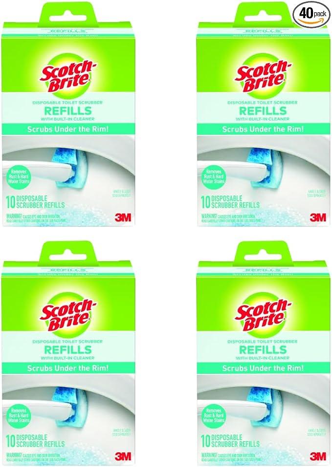 Scotch-Brite Disposable Toilet Scrubber Refills, Removes Rust & Hard Water Stains, 10 Disposable Refills Blue - (4-Pack) - ModernBath