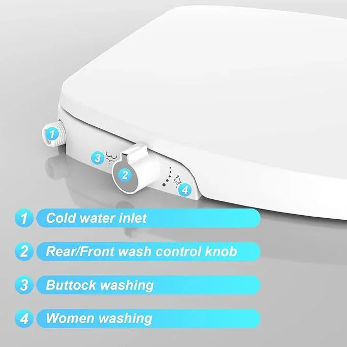 Round Bidet Seat with Dual Nozzle, Non Electric Toilet Bidet Attachment for Hygiene and Bathroom Use, Adjustable Water Stream and Self Cleaning Nozzles, PP Toilet Seat for Home - ModernBath
