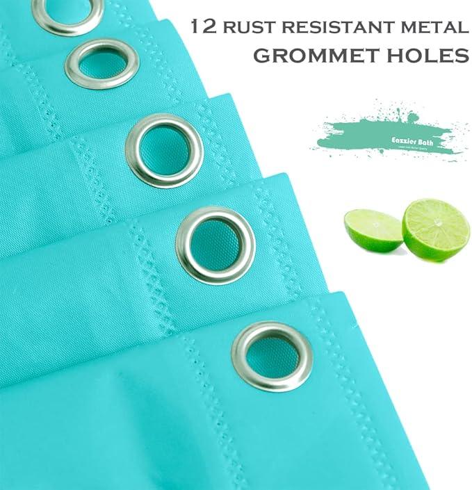 Eazzier Bath Aqua Blue Plastic Shower Curtain Or Liner, 72x72 Inch Lightweight Teal Blue Plastic Bathroom Shower Showroom Inner Curtain with Rustproof Metal Grommet Holes and Weighted Magnets - ModernBath