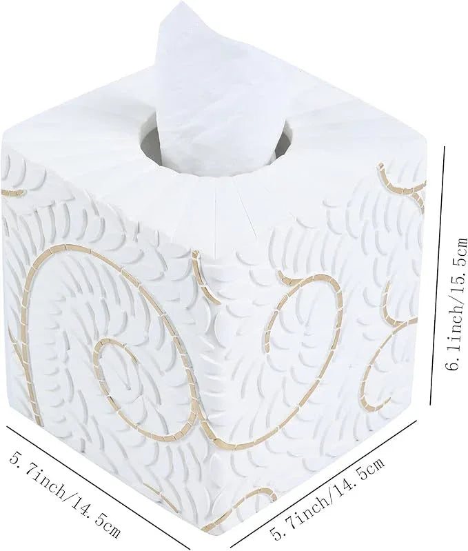 Hymmah Modern Square Tissue Box Cover Holder,Bathroom Accessories Decor Unique Design Tissue Box Cover for Bathroom Vanity Counter Tops Also Great for Bedrooms and Living Rooms - ModernBath
