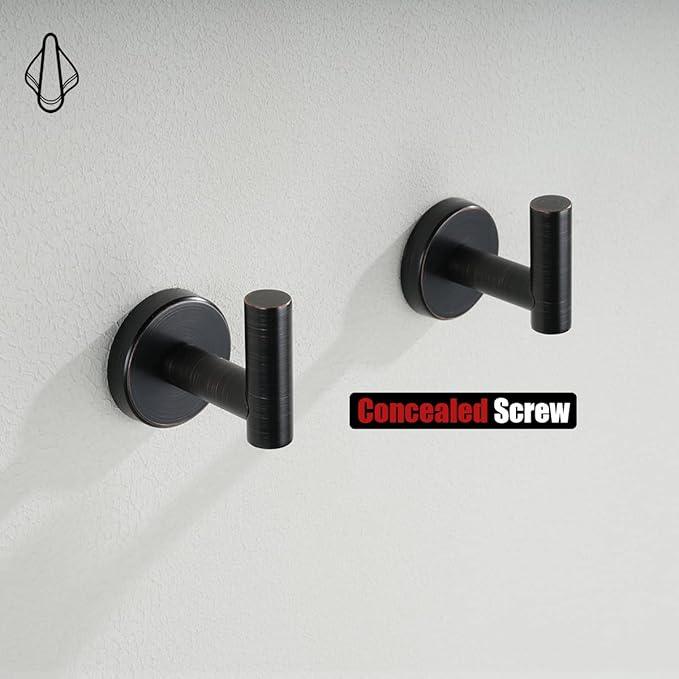 JQK Bathroom Towel Hook Oil Rubbed Bronze, 304 Stainless Steel 0.8mm Coat Robe Clothes Hook for Bathroom Kitchen Garage Wall Mounted (Pack of 2), TH100-ORB-P2 - ModernBath