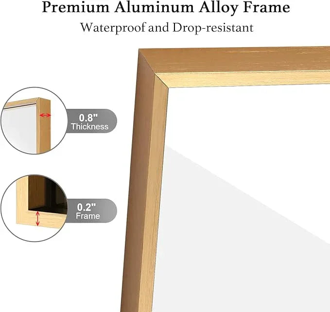LEDLUX 30x30 Inch Gold Bathroom Mirror, Copper-Free Mirror, Aluminum Alloy Frame Vanity Mirror, Rectangle Wall Mounted Mirror, Modern Mirror for Bedroom/Living Room/Porch Horizontal or Vertical - ModernBath