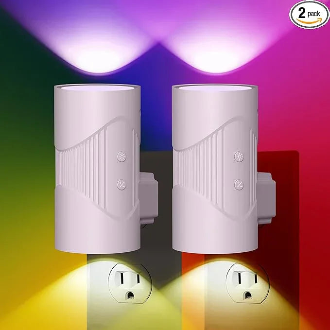 easuntec Night Light, Night Lights Plug into Wall, Color Changing Night Light, Dusk to Dawn Sensor, 8 Light Modes, Dimmable RGB Night Lights for Bedroom Bathroom Hallway Kitchen Stairs (RGB,2 Pack) - ModernBath