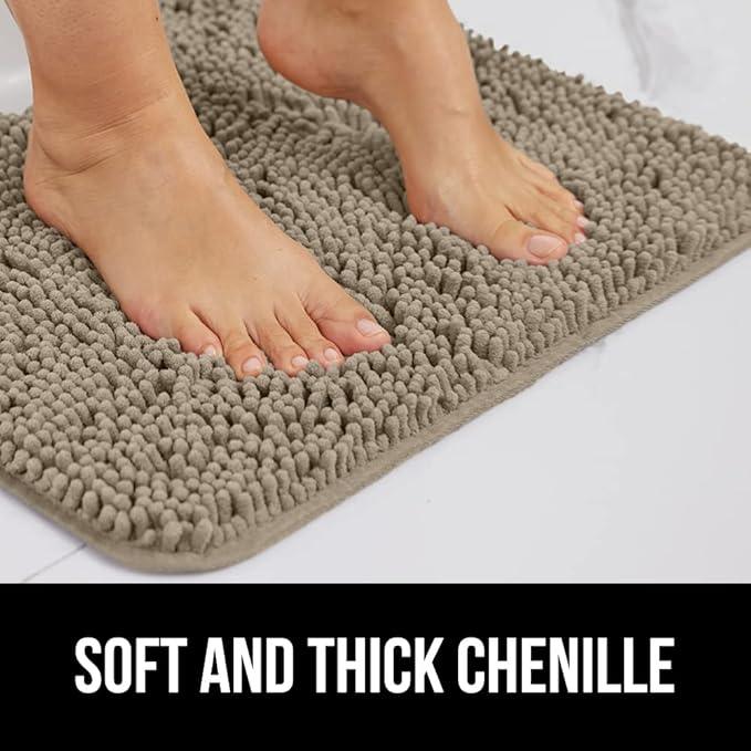 GORILLA GRIP Bathroom Rug Sets, Soft Chenille 2 Piece Area Rugs Set, Toilet Base Mat and 30x20 Carpet, Absorbent Microfiber Washable Mats Dry Quickly, Home Décor and Bath Room Accessories, Gray Beige - ModernBath