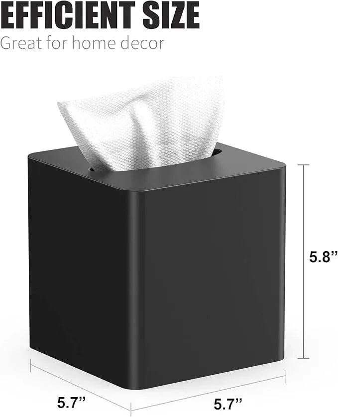 Livelab Tissue Box Cover Square - Oak Wood Tissue Box Holder for Living Room, Dinner Table, Bathroom, Office - Decorative Wooden Cube Facial Tissue Cover for Modern Farmhouse Home Decor | Black - ModernBath