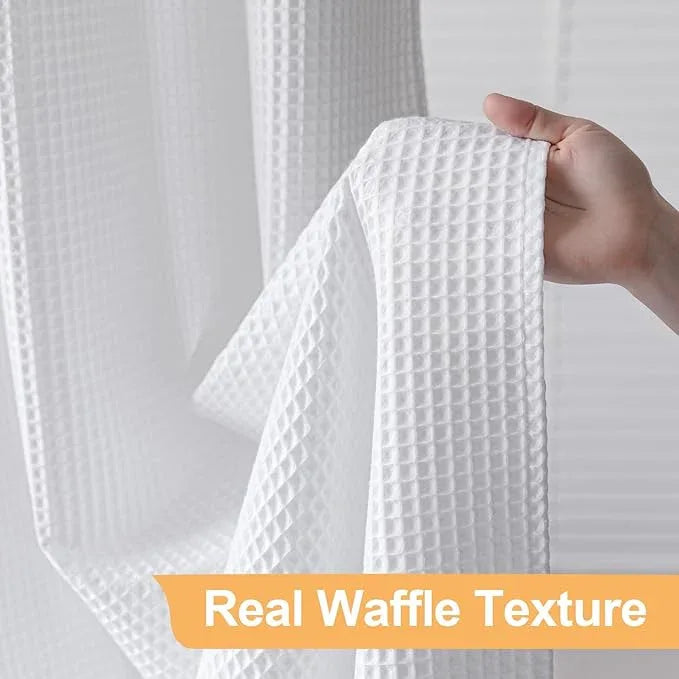 River Dream Extra Long Cotton Blend Shower Curtain with Snap in Liner, No Hook Needed, Hotel Grade Shower Curtains for Bathroom, Water Repellent, White, 71" Wx86 L - ModernBath
