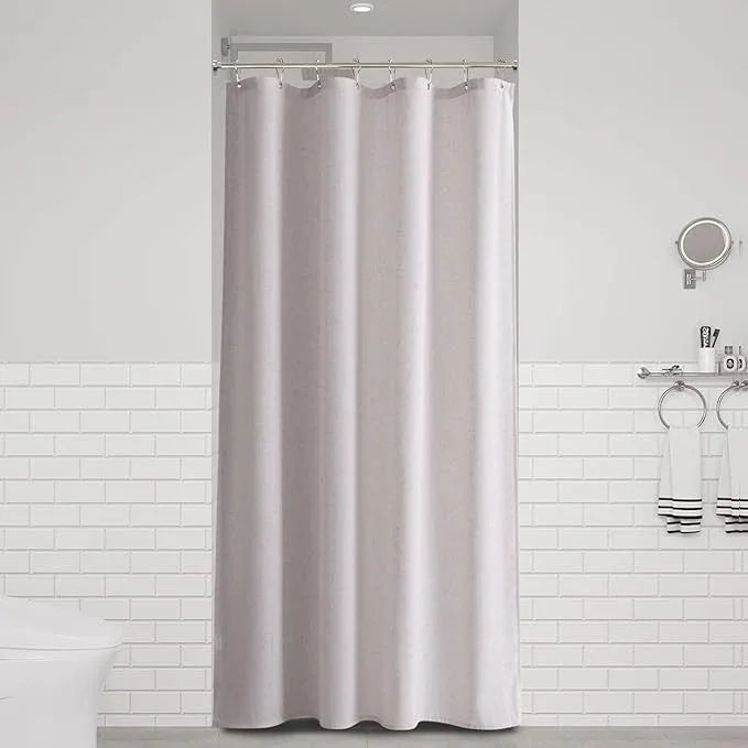 Naturoom 42 Inch Shower Curtain - Stall Narrow Half Green Linen Ultra Thick Fabric Shower Curtain Set with Hooks, Boho Farmhouse Rustic RV Camper Bath Curtains for Bathroom, Champagne, 42x72 - ModernBath